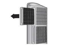 전문필터 교체방법 먼지거름 필터를 뺀 후 전문필터틀을 분리하는 이미지
